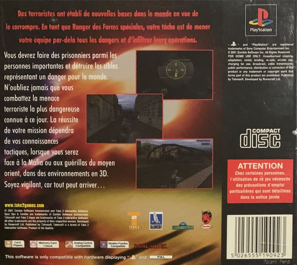 Spec Ops : Covert Assault - Sony PlayStation (TalonSoft - 1-2) video game collectible [Barcode 5026555190923] - Main Image 2