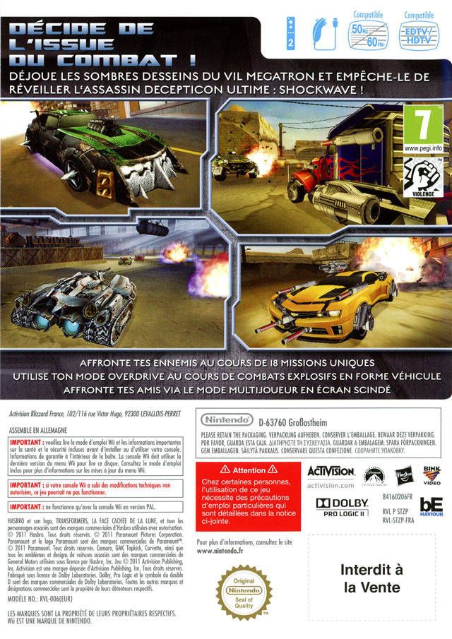 Transformers: Dark of the Moon - Stealth Force Edition - Nintendo Wii video game collectible - Main Image 2