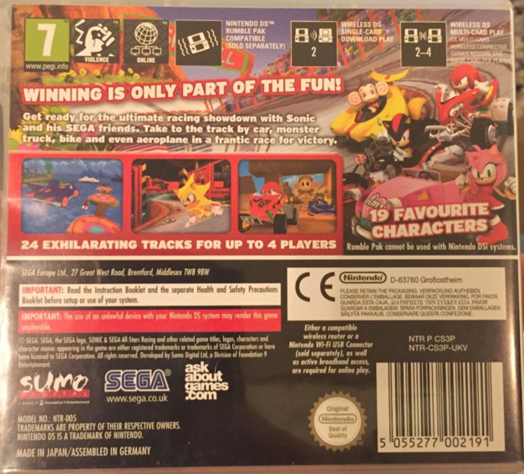 Sonic & Sega All-stars Racing Game - Nintendo DS (Sega - 4) video game collectible [Barcode 5055277002191] - Main Image 2