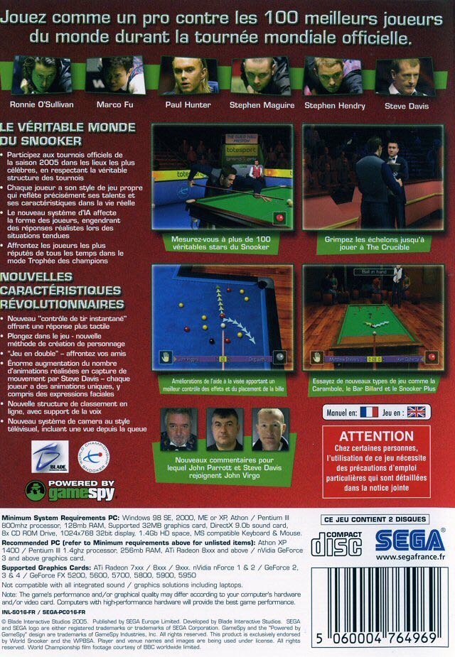 World Snooker Championship 2005 - Microsoft Xbox video game collectible - Main Image 2