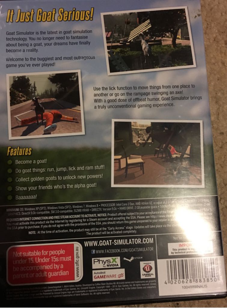 Goat Simulator - Microsoft Xbox One (Coffee Stain Studios - 1-4) video game collectible [Barcode 4020628883850] - Main Image 2