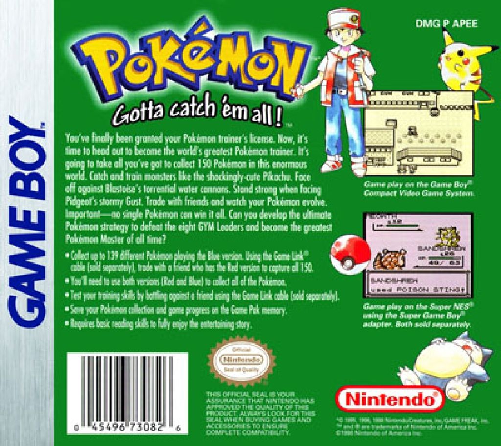 Pokémon/Pocket Monsters Green Version (English Translation) - Nintendo Game Boy (Nintendo/Gamefreak) video game collectible - Main Image 2