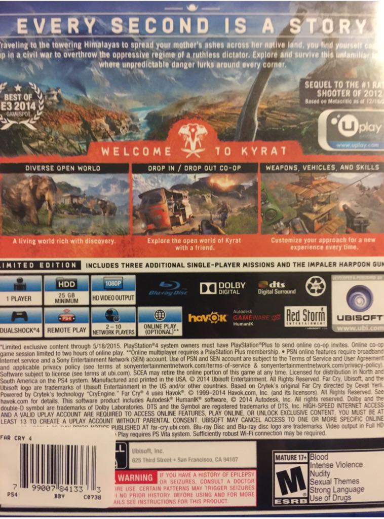 FarCry 4 - Sony PlayStation 4 (PS4) (1-10) video game collectible [Barcode 799007841333] - Main Image 2