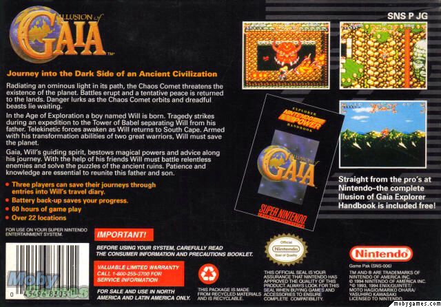 The Illusion of Gaia - Nintendo Super Nintendo Entertainment System (SNES) (SquareSoft) video game collectible - Main Image 2