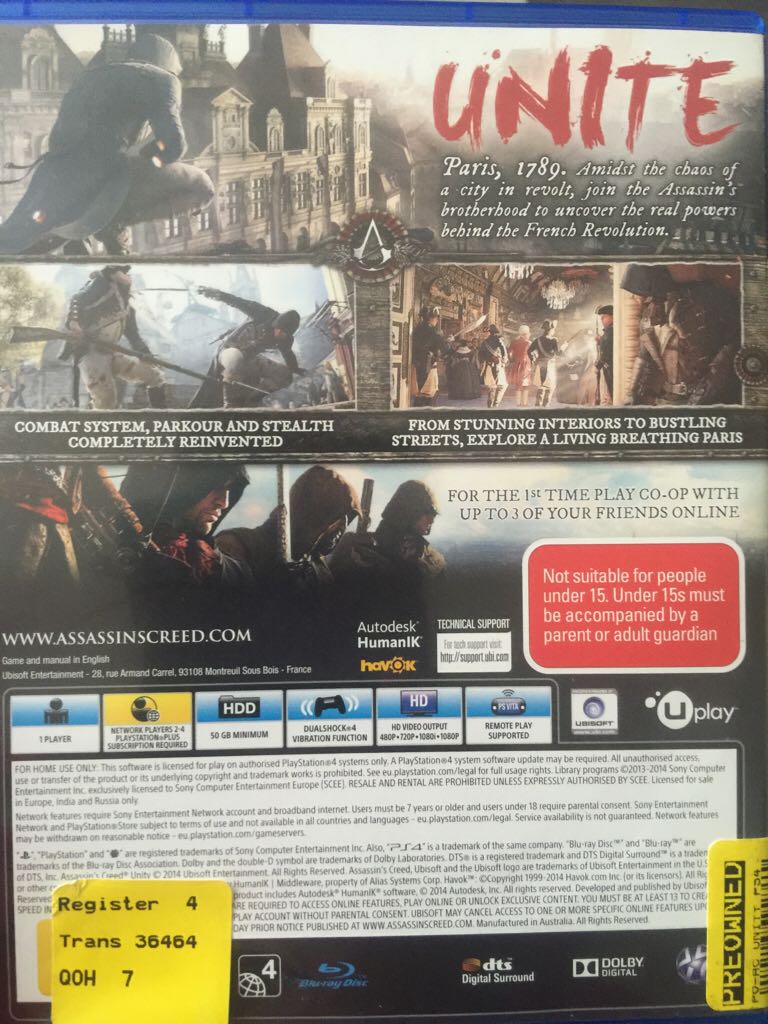 Assasins Creed Unity - Sony PlayStation 4 (PS4) video game collectible - Main Image 2