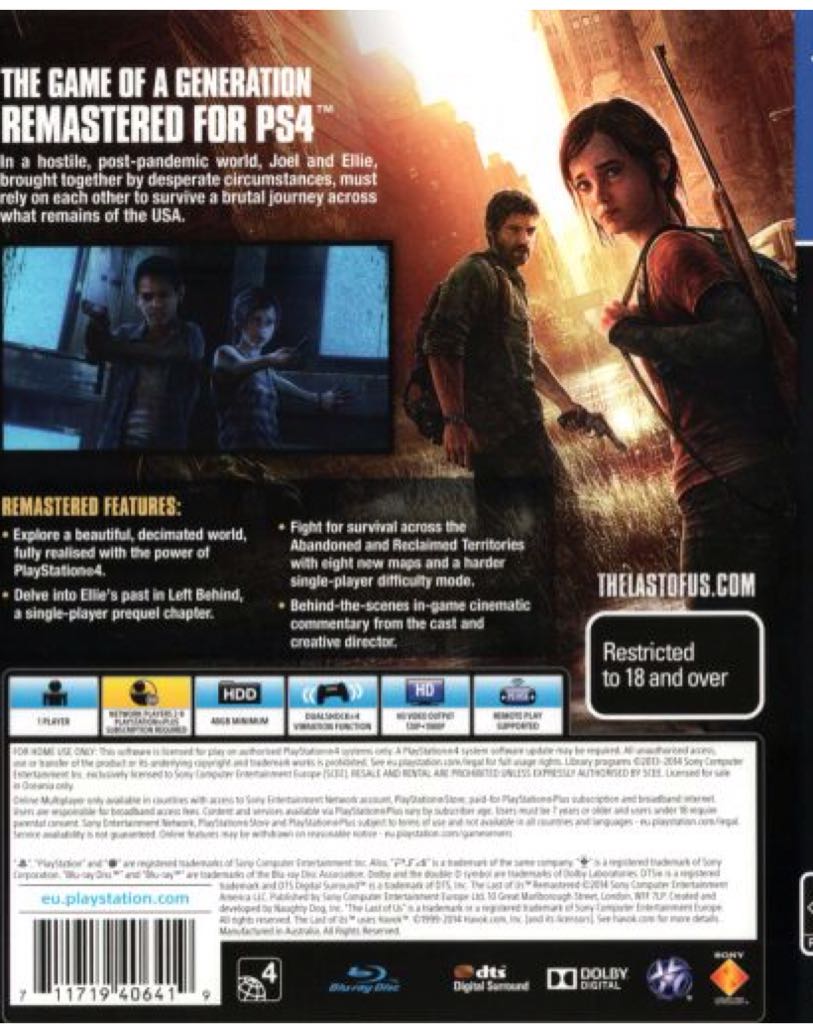 The Last Of Us Remastered - Sony PlayStation 4 (PS4) video game collectible - Main Image 2
