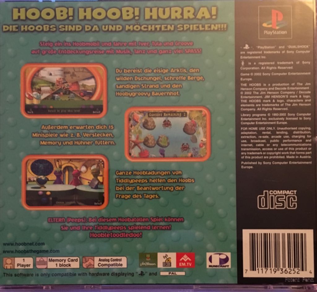 Hoobs, The - Sony PlayStation (1) video game collectible [Barcode 711719362524] - Main Image 2