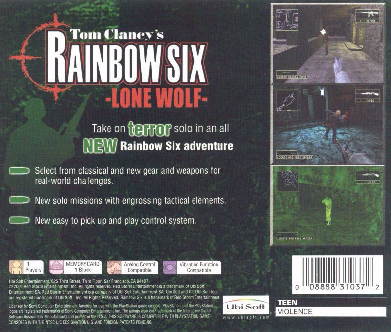 Tom Clancy’s Rainbow Six: Lone Wolf - Sony PlayStation (Red Storm Entertainment - 1) video game collectible [Barcode 008222310372] - Main Image 2