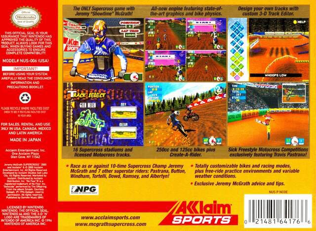 Jeremy McGrath 2: Supercross 2000 - Nintendo 64 (N64) (Akklaim) video game collectible - Main Image 2