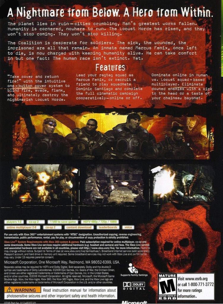Gears Of War - Microsoft Xbox 360 (Microsoft) video game collectible [Barcode 882224260015] - Main Image 2