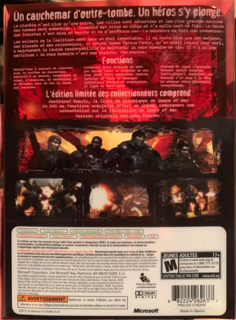 Gears Of War - Edition Collector Limitee - Microsoft Xbox 360 (Microsoft Game Studios - 2) video game collectible [Barcode 882224262651] - Main Image 2