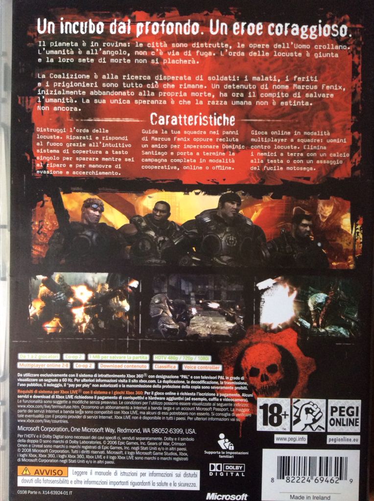 Gears Of War - Microsoft Xbox 360 (Microsoft Game Studios - 1) video game collectible [Barcode 882224694643] - Main Image 2
