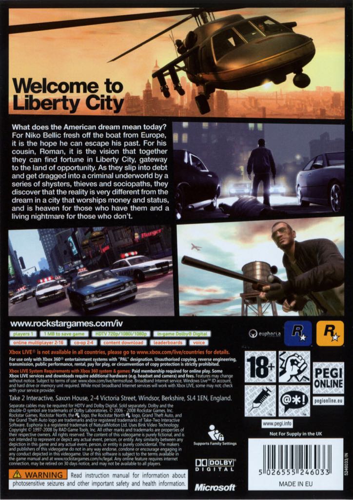 Grand Theft Auto IV - Microsoft Xbox 360 (Rockstar Games - 1) video game collectible [Barcode 5026555246002] - Main Image 2