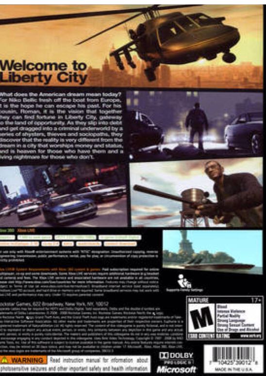 Grand Theft Auto IV (Classics) - Microsoft Xbox 360 (Rockstar Games - 1-16) video game collectible [Barcode 5026555249850] - Main Image 2