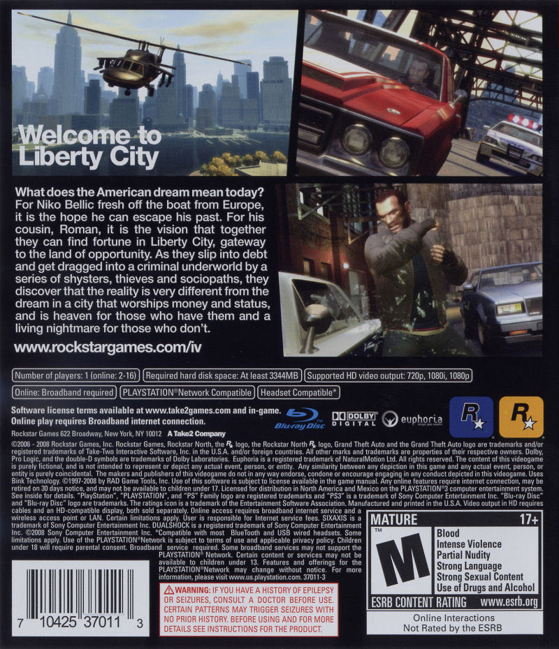 Grand Theft Auto IV - Sony PlayStation 3 (PS3) (Rockstar Games - 1) video game collectible [Barcode 5026555400329] - Main Image 2