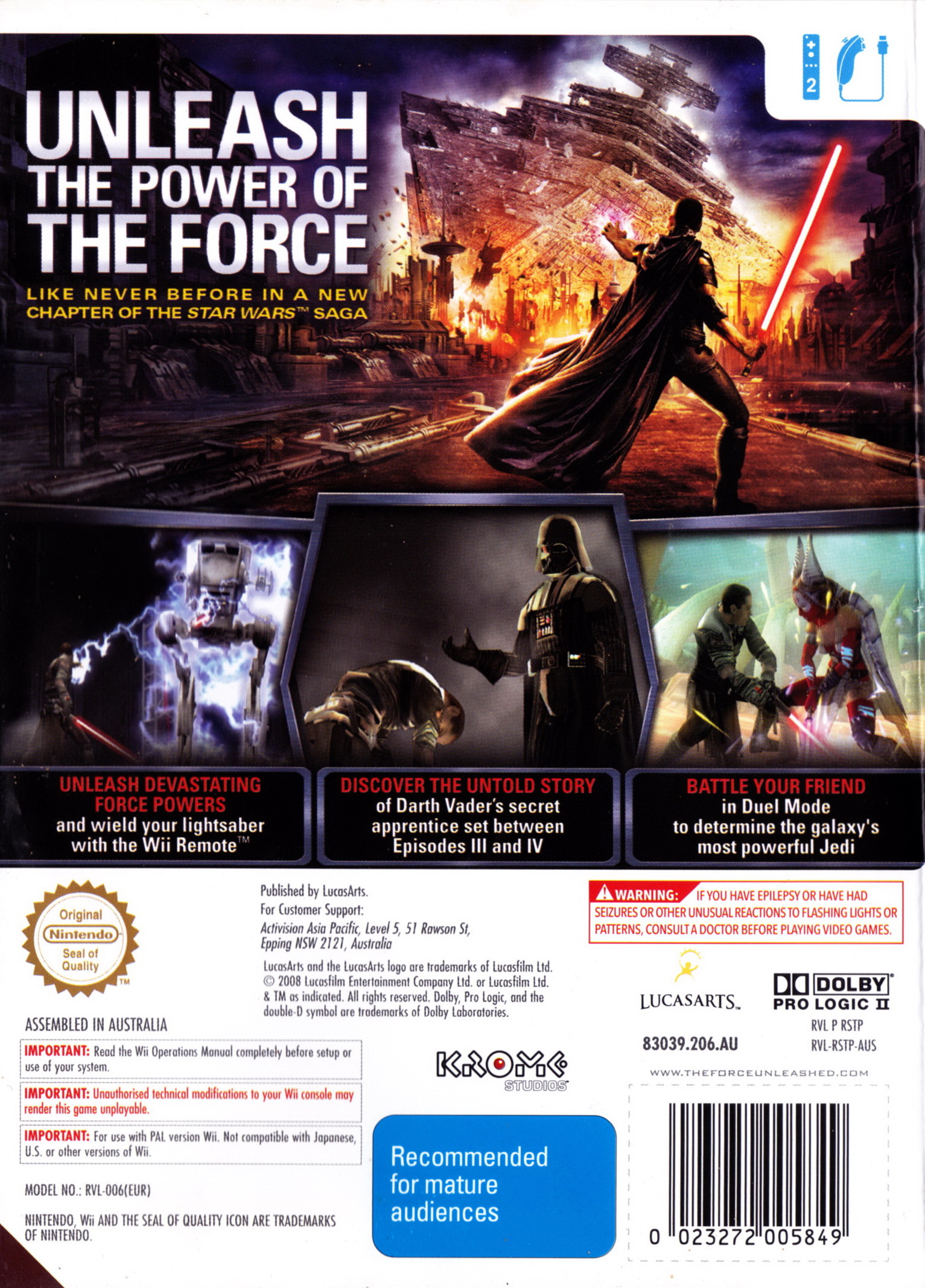 Star Wars: The Force Unleashed - Nintendo Wii video game collectible [Barcode 0023272005849] - Main Image 2