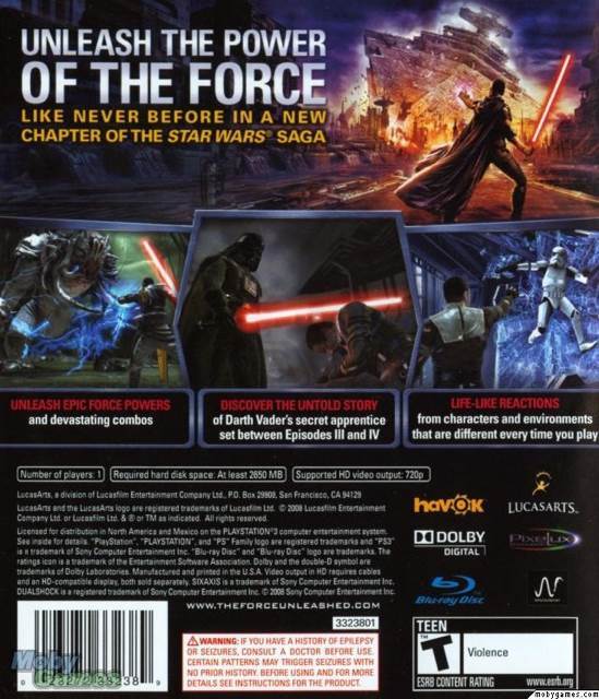 Star Wars: The Force Unleashed - Sony PlayStation 3 (PS3) video game collectible [Barcode 023234005597] - Main Image 2