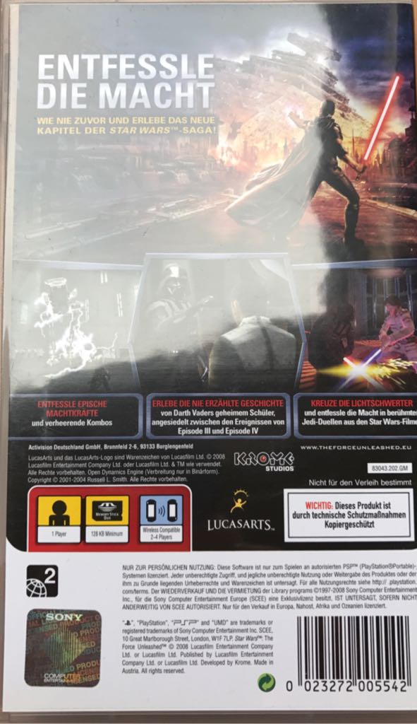 Star Wars: The Force Unleashed - Sony PlayStation Portable (PSP) video game collectible [Barcode 023272005542] - Main Image 2
