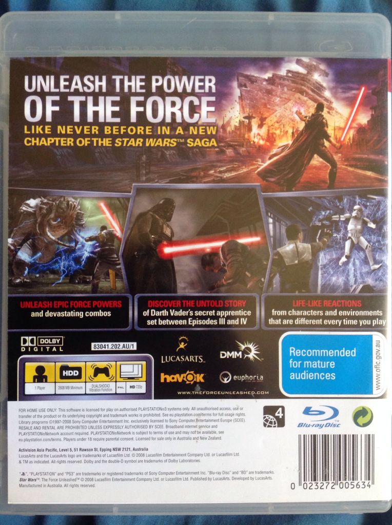 Star Wars: The Force Unleashed - Sony PlayStation 3 (PS3) (LucasArts - 1) video game collectible [Barcode 023272005634] - Main Image 2