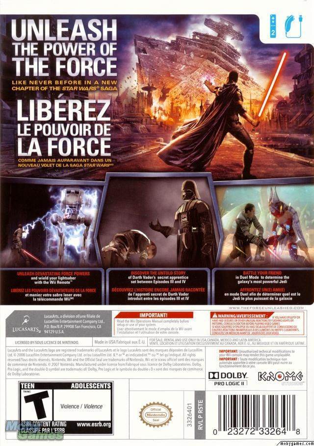 Star Wars: The Force Unleashed - Nintendo Wii (LucasArts - 2) video game collectible [Barcode 023272332648] - Main Image 2
