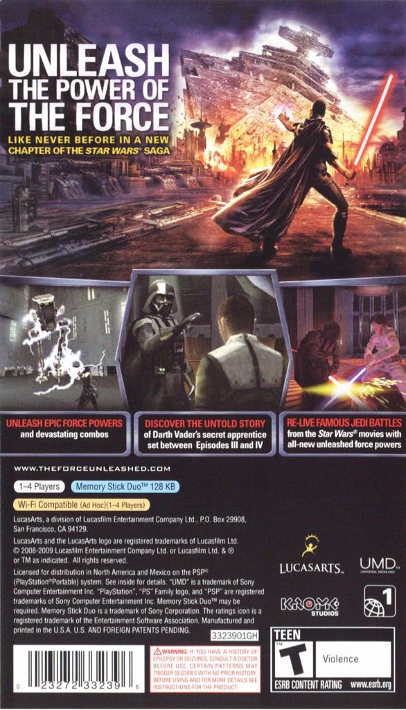 Star Wars: The Force Unleashed - Sony PlayStation Portable (PSP) (LucasArts - 1-4) video game collectible [Barcode 069200006540] - Main Image 2