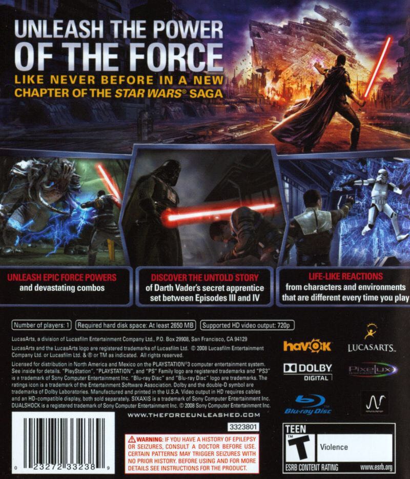 Star Wars: The Force Unleashed - Sony PlayStation 3 (PS3) (LucasArts - 1) video game collectible - Main Image 2