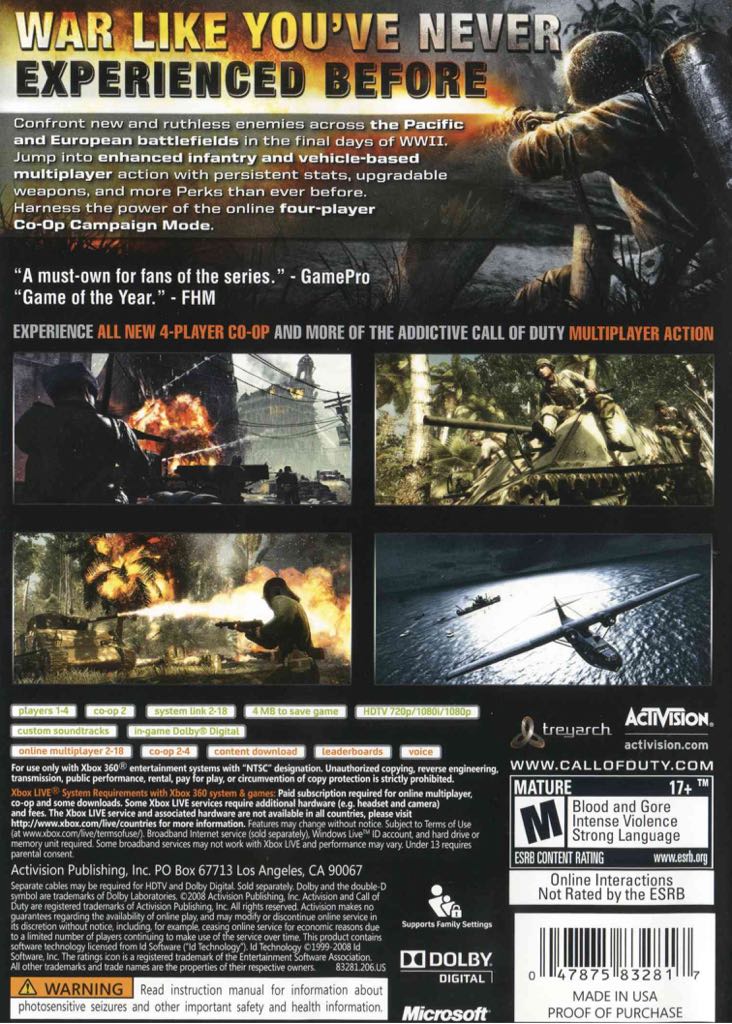 Call Of Duty World At War - Microsoft Xbox 360 (Activision  - 1-4) video game collectible - Main Image 2