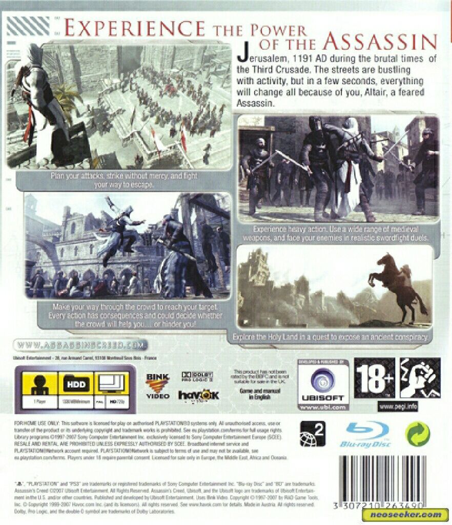 Assassins Creed - Sony PlayStation 3 (PS3) (Ubisoft - 1) video game collectible [Barcode 705381254409] - Main Image 2
