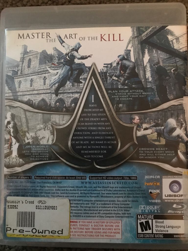 Assassins Creed - Sony PlayStation 3 (PS3) (Ubisoft Entertainment) video game collectible - Main Image 2