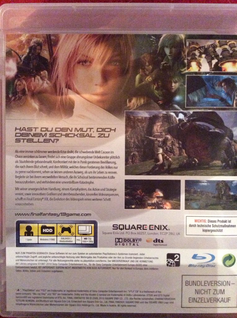 Final Fantasy XIII - Sony PlayStation 3 (PS3) (Square - 1) video game collectible [Barcode 5021290040182] - Main Image 2