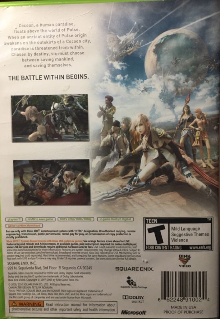 Final Fantasy XIII - Microsoft Xbox 360 (Square Enix - 1) video game collectible [Barcode 5021290040717] - Main Image 2