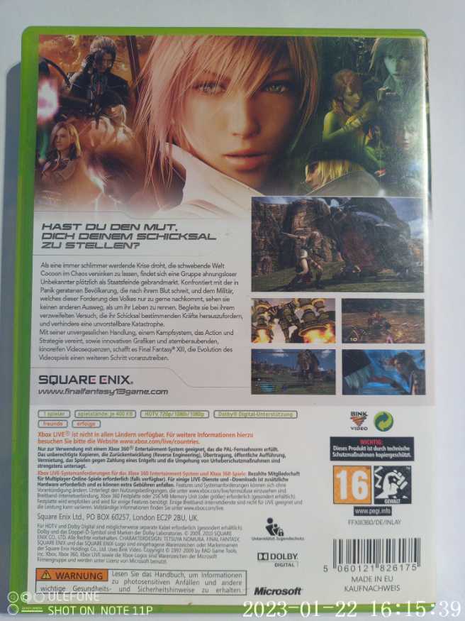 Final Fantasy XIII - Microsoft Xbox 360 (Square Enix - 1) video game collectible [Barcode 5060121826175] - Main Image 2