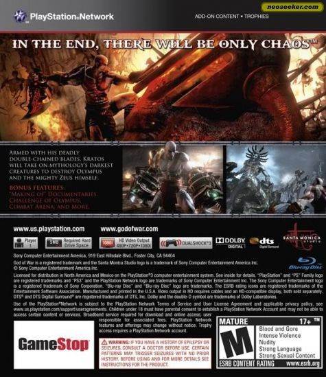 God of War III - Sony PlayStation 3 (PS3) (Sony Computer Entertainment - 1) video game collectible [Barcode 701710811121] - Main Image 2