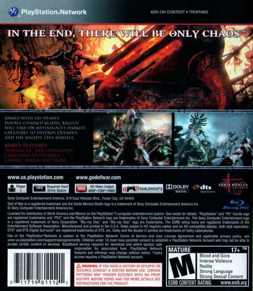God of War 3 - Sony PlayStation 3 (PS3) (Sony Interactive Entertainment - 1) video game collectible [Barcode 711719163381] - Main Image 2