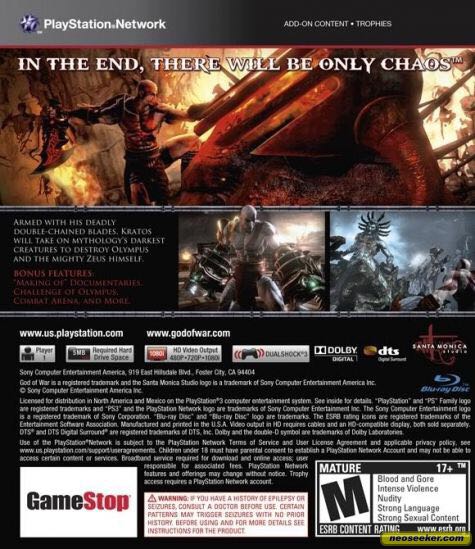 God of War III - Sony PlayStation 3 (PS3) video game collectible [Barcode 711719164388] - Main Image 2
