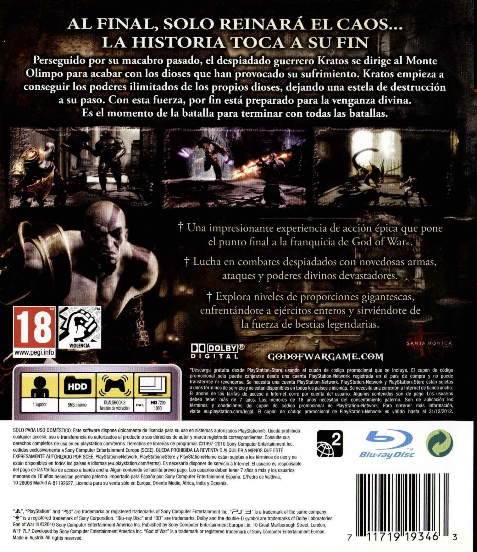 God of War: III - Sony PlayStation 3 (PS3) (Sony) video game collectible [Barcode 711719193463] - Main Image 2