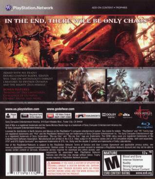 God Of War III - Sony PlayStation 3 (PS3) (Sony Computer Entertainment - 1) video game collectible [Barcode 711719811121] - Main Image 2
