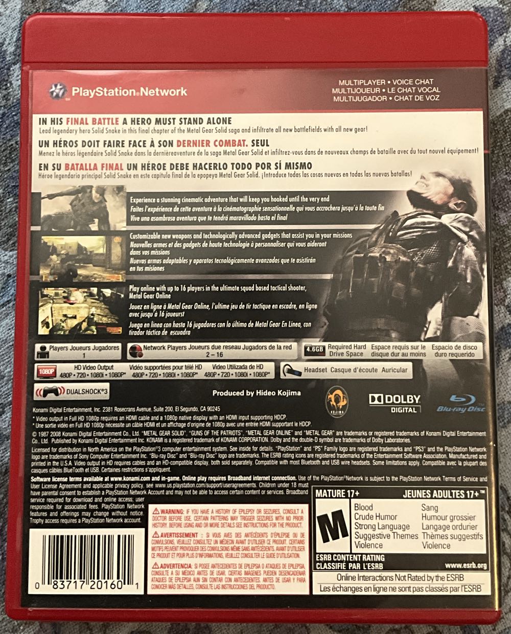 Metal Gear Solid 4: Guns of the Patriots - Sony PlayStation 3 (PS3) (Konami - 1 Players) video game collectible [Barcode 083717201601] - Main Image 5