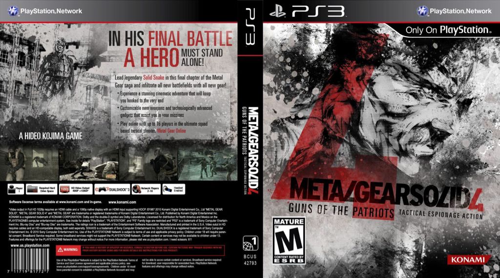 Metal Gear Solid 4: Guns of the Patriots - Sony PlayStation 3 (PS3) (Konami - 1) video game collectible [Barcode 2610056806976] - Main Image 2
