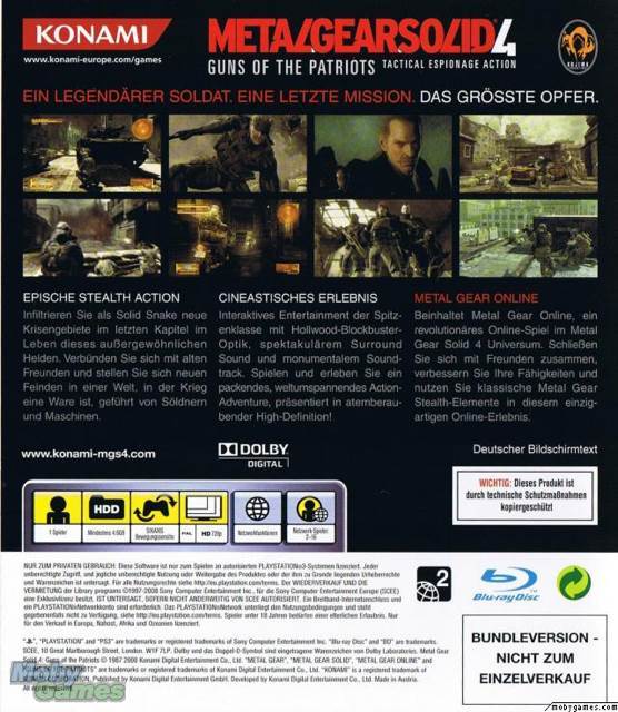 Metal Gear Solid 4: Guns of the Patriots - Sony PlayStation 3 (PS3) (Konami - 1) video game collectible [Barcode 4012927050538] - Main Image 2