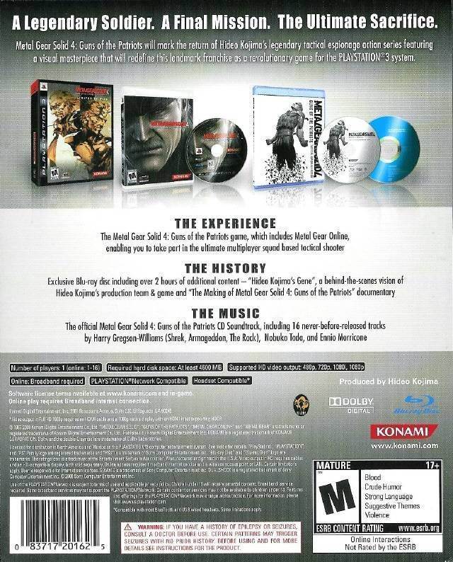 Metal Gear Solid 4: Guns of the Patriots Special Edition - Sony PlayStation 3 (PS3) (Konami - 1) video game collectible [Barcode 4988602142174] - Main Image 2