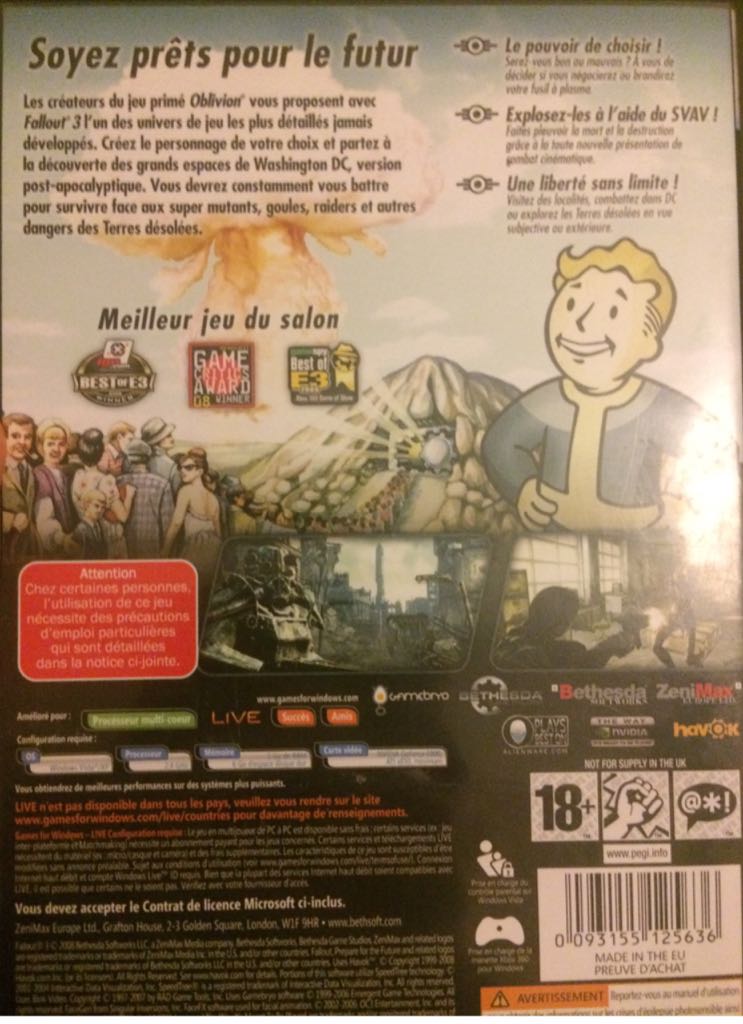 Fallout 3 - PC (Bethesads Software) video game collectible [Barcode 0093155125636] - Main Image 2