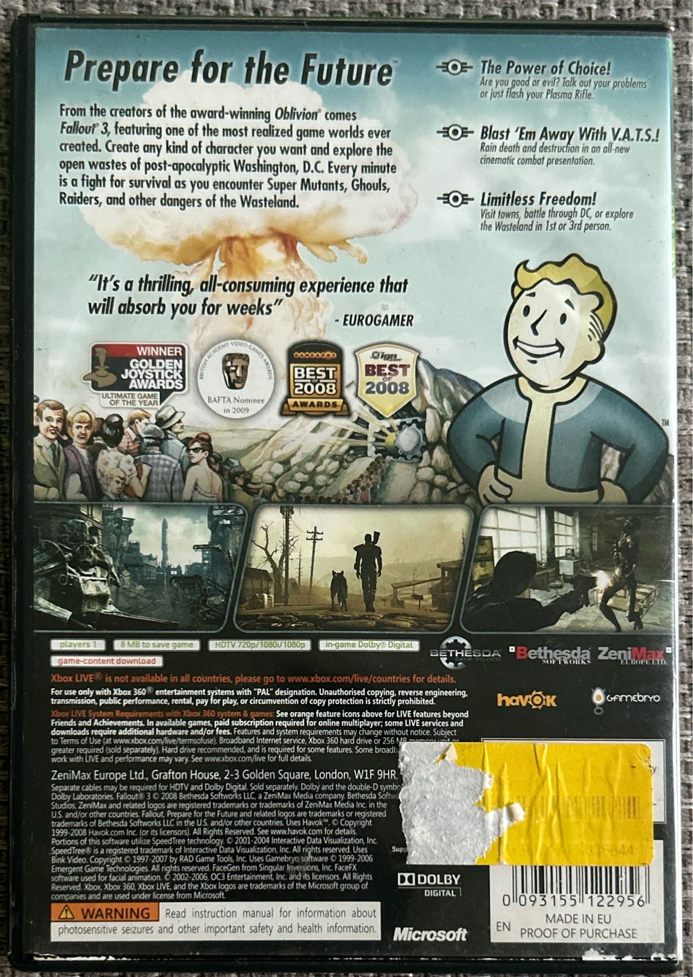 Fallout 3 (Classics) - Microsoft Xbox 360 video game collectible [Barcode 093155122956] - Main Image 2