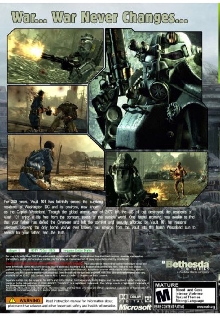 Fallout 3 - Microsoft Xbox 360 (Bethesda - 1) video game collectible [Barcode 093155125568] - Main Image 2