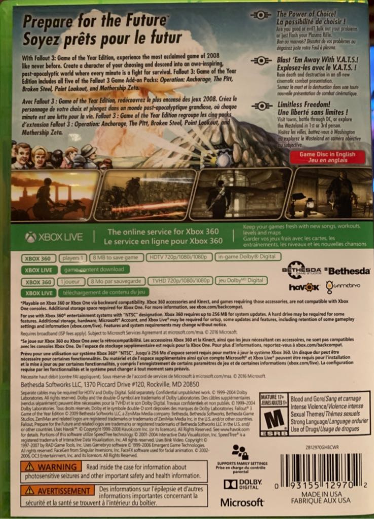 Fallout 3: Game Of The Year - Microsoft Xbox 360 (Bethesda Softworks - 1) video game collectible [Barcode 093155129702] - Main Image 2
