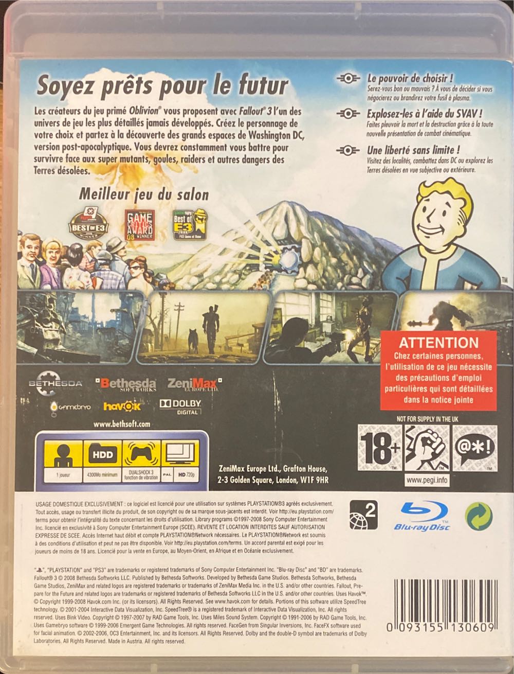 Fallout 3 PS3 - Sony PlayStation 3 (PS3) (1) video game collectible [Barcode 093155130609] - Main Image 2