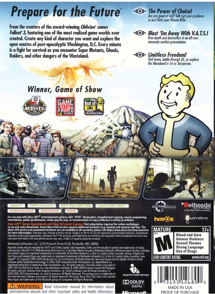 Fallout 3 - Microsoft Xbox 360 video game collectible - Main Image 2