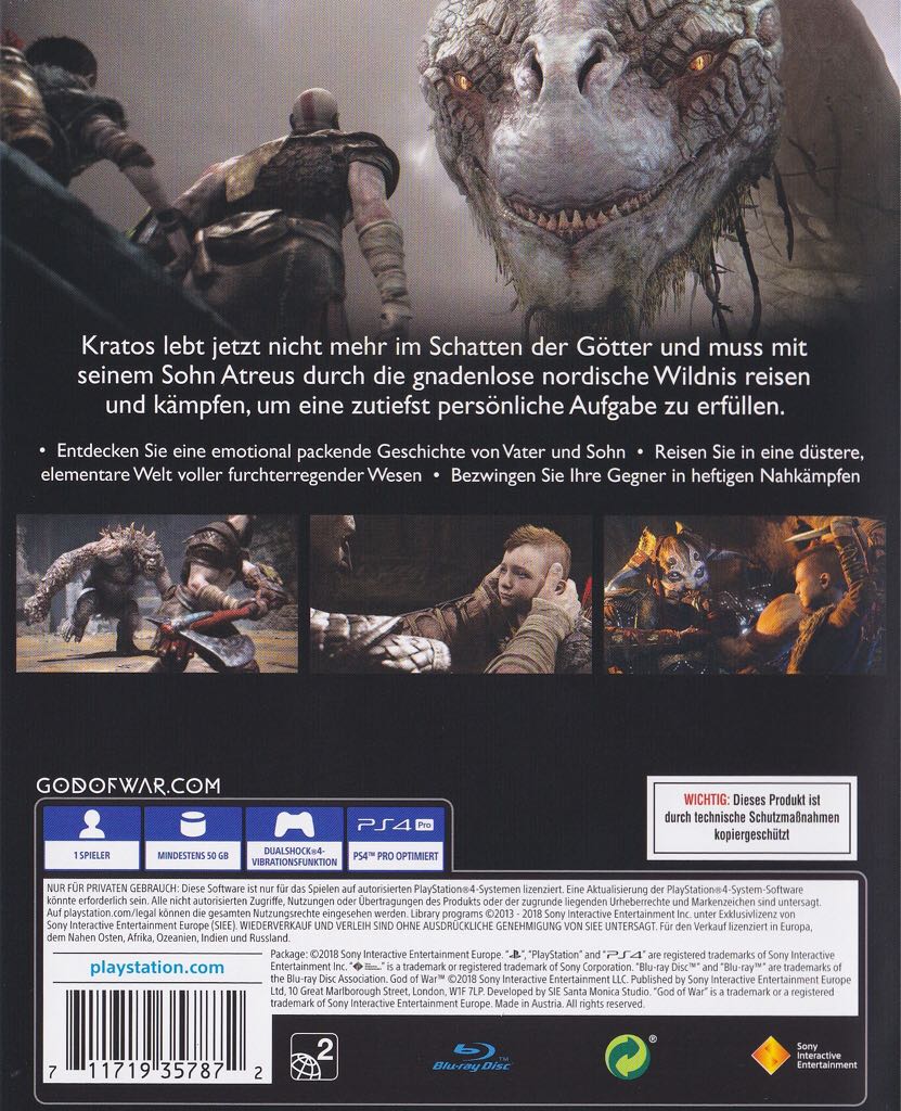 God of War - Sony PlayStation 4 (PS4) (Sony Interactive Entertainment - 1) video game collectible [Barcode 711719357872] - Main Image 2