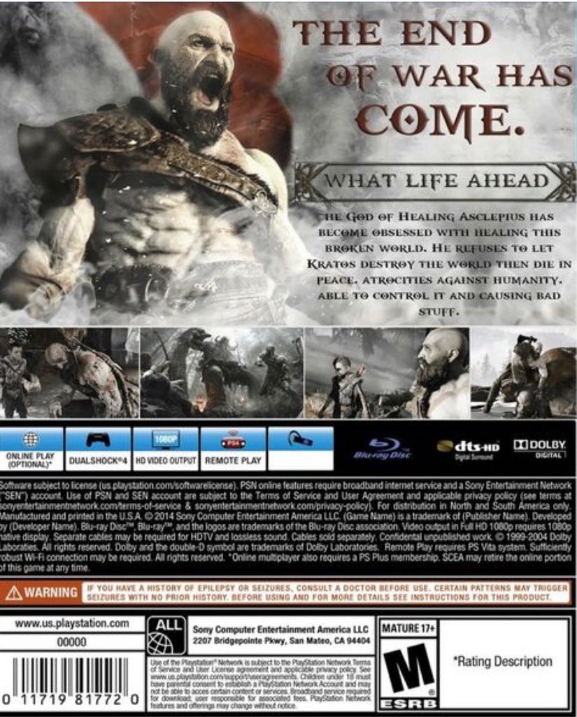 God of War - Sony PlayStation 4 (PS4) (Sony - 1) video game collectible [Barcode 711719360773] - Main Image 2