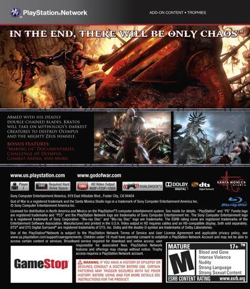 God Of War - Sony PlayStation 3 (PS3) (Sony Computer Entertainment - 1) video game collectible [Barcode 711719684152] - Main Image 2